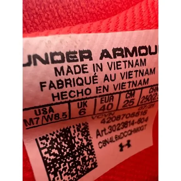 Under Armour Curry Flow Go Coral Red Black 3023814-604 Men's Size 7 - Picture 3 of 16